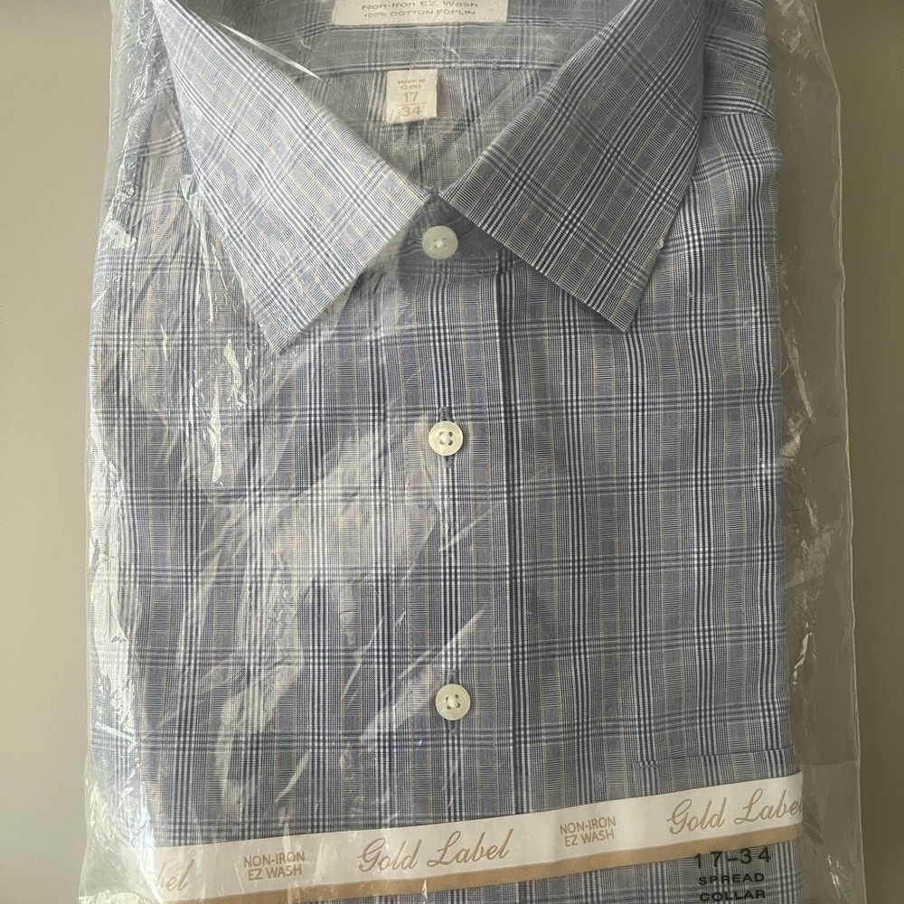 Gold Label Men's Blue Check Dress Shirt
